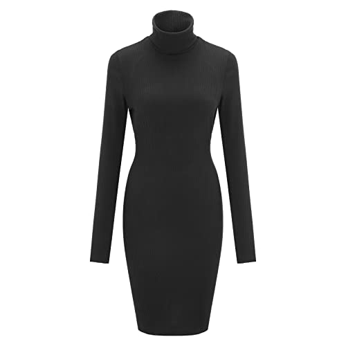 Robe noire tricot dos nu col haut pour vos soirées d'hiver chic
