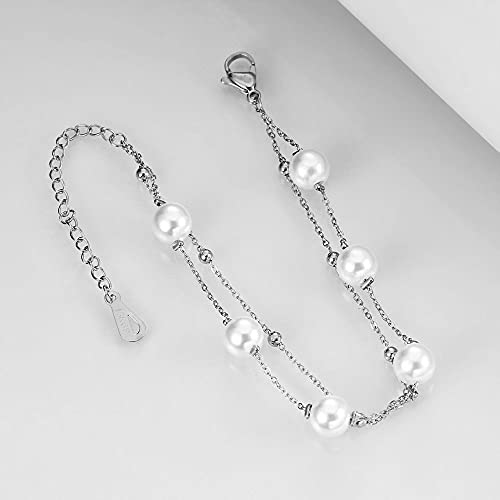 Jude Jewelers Stainless Steel Faux Pearl Chain Style Beaded Party Holiday Bracelet3