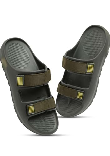 Image of Sliders for Men - Lightweight Mens EVA Slides | Cushioned, Waterproof, Adjustable Strap | All-Day Comfort with Double Strap Sandals