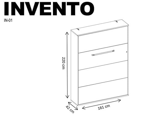 MAXIMAHOUSE Schrankbett vertikal Invento LED 140V mit 2 Regalen, Lattenrost aus Holz, Wandklappbett 140x200 modern Concept und Design, stabil,praktisch,platzsparend