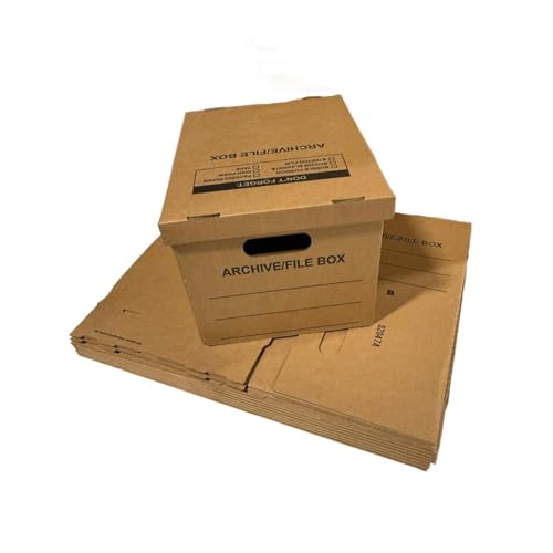 supplyhut 6 - Pack 15x12x10 Small Standard File Storage Moving Box with Lid Letter Handles