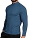 RGJU Men's Mock Turtleneck Long Sleeve Fitted Tee Shirts High Neck Base Layer Thermal Tshirt Triblend(Navy,L)