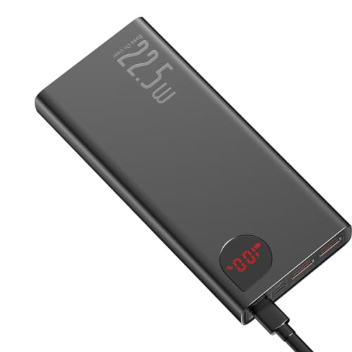 Baseus Adaman Metal Digital Power Bank 20000mAh, 22.5W Quick Charge LED Display, PD3.0 + QC3.0, 3 Inputs & 3 Outputs, High-Speed USB-C, Multi-Device, Portable Travel Charger for Phones & Laptops