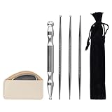 5-teiliges Massage-Werkzeug-Set: 4 Edelstahl-Akupressurstifte und 1 Gua-Sha-Platte für Akupunktur, Triggerpunkt-Therapie und Massage, Silber