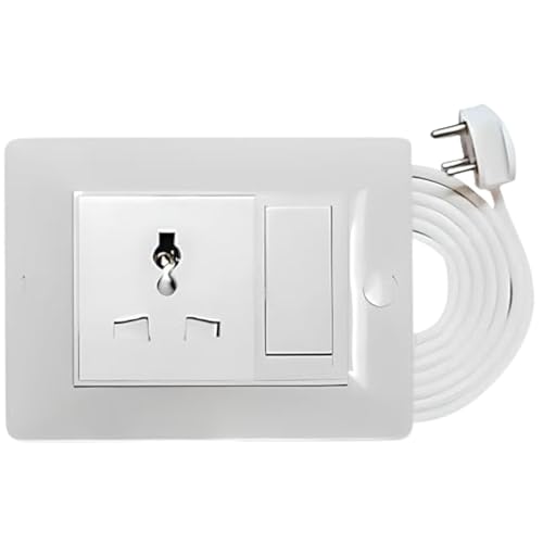 Image of ELEGANT CASA 6 Amp Electric Extension Board with Cord 1 Socket with Safety Shutter Individual Switch for Small and Light Home, Office Appliances with 6 Amp Plug Top 3 Core 1.5 mm, 3-Meter Copper Wire