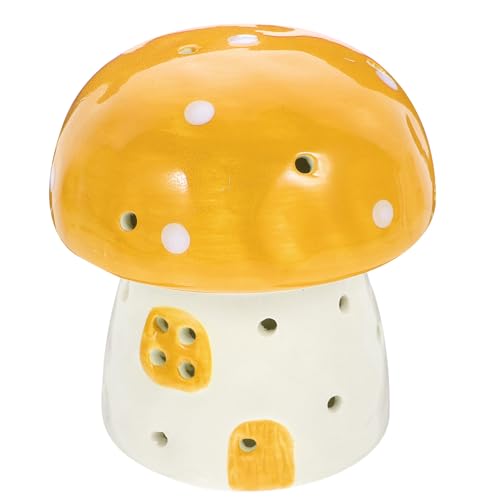 Lámpara de mesa de noche de cerámica amarilla pequeña miniatura 1