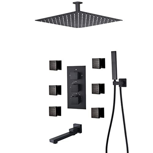 Ensemble douche effet pluie noir mat pour transformer votre salle de bain en spa de luxe