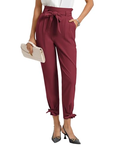 Image of GRACE KARIN Womens Casual High Waist Pencil Pants Paper Bag Pants for Work