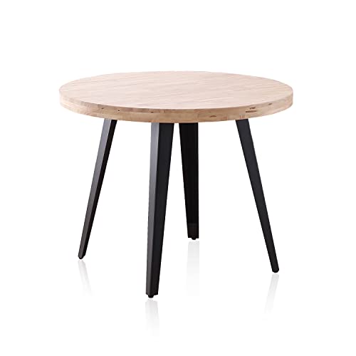 Berg, Mesa Redonda De Comedor, Mesa Fija, Acabado En Roble Y Negro, Medidas: 100 Cm Largo X 100 Cm Ancho X 78 Cm Alto Berg, Mesa Redonda De Comedor, Mesa Fija, Acabado En Roble Y Negro, Medidas: 100 Cm Largo X 100 Cm Ancho X 78 Cm Alto