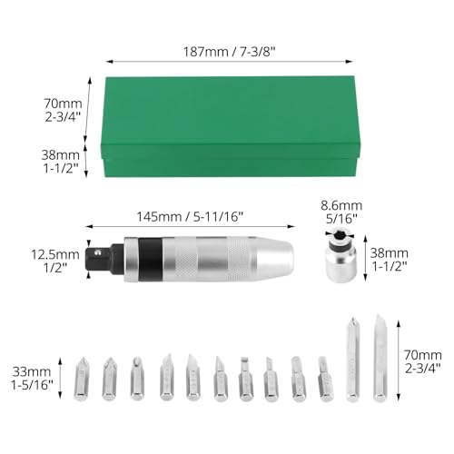 Tournevis à percussion 1/2 pour enlever vis foirée avec 12 embouts CR-V QWORK - 7