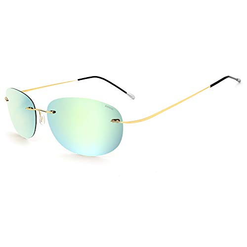 Image of RONSOU Ultralight Rimless Polarized Sunglasses for Men Women Vintage Titanium Frameless Colorful Fashion Shades