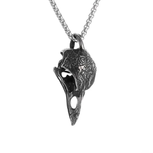 Collier pour hommes pendentif corbeau crâne oiseau bijoux rétro