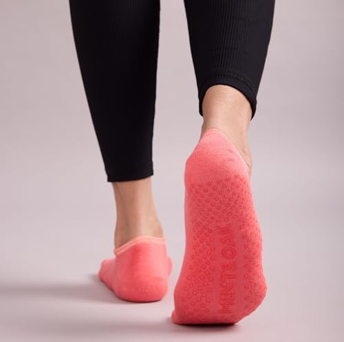 Image of Mint & Oak Pilates Socks with Grips for Women, Ankle Length Non-Slip Yoga Socks, Cotton Ideal For Yoga, Pilates, Gym, Workout, Cute Women's Gift