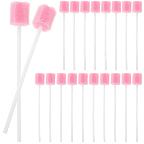 Healifty 200Pcs Oral Swabs Disposable Mouth Swabs Sponge- Tooth Cleaning Sponge Swab For Oral Care, Pink #TOP8