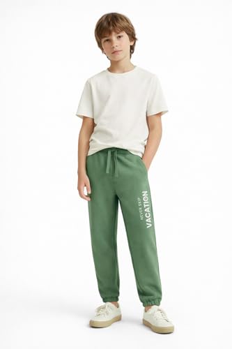 Image of Alan Jones Clothing Boy's Joggers Trackpant with Placement Print | Ribbed Waist & Hem | Drawstring Closure | Regular Fit | Sizes 5-16 Years