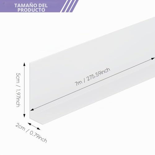 Miniatura 2 de Jyvex - Rodapié De Cocina 50 X 20 Mm, 7 M , Color Blanco, Zócalo Adhesivo Para Cocina Y Baño, Perfil De Esquina De Plástico Pvc, Zócalo Flexible