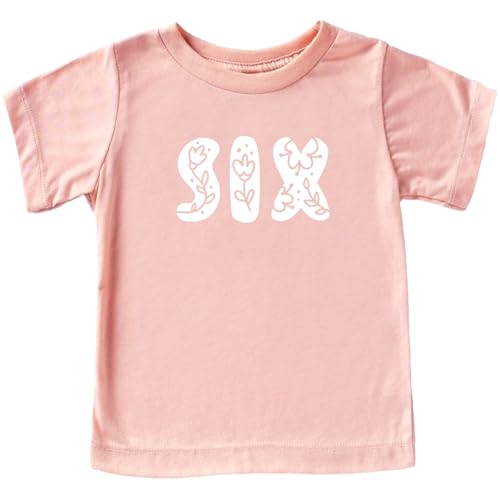 Image of Floral Numbers Ages 1-7 Birthday Girl Shirt for Baby & Toddler Youth Girls