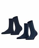 Esprit Damen Playful Dot 2-Pack Socken Nachhaltige biologische Baumwolle Schwarz Blau viele weitere Farben verstärkte Damensocken mit Muster atmungsaktiv nachhaltig gepunktet im Multipack 2 Paar
