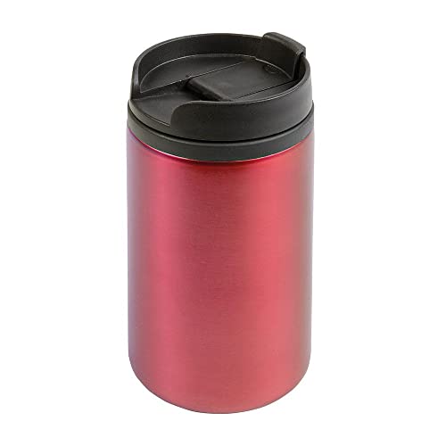 BSSTORE - Tazza termica, Thermos Mug (300ml) in acciaio inox, fondo antiscivolo con interno e tappo in plastica - Riutilizzabile per Caffè, Tè, Auto, Campeggio (Rosso)