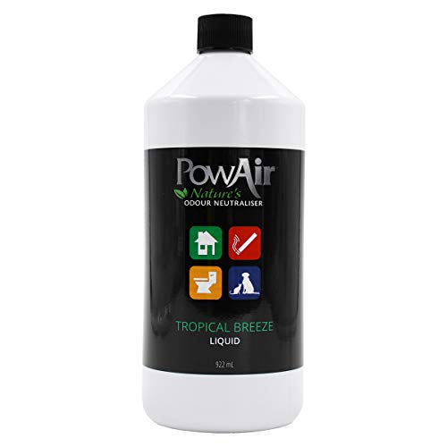 PowAir Neutralizador de olores natural líquido, fragancia de brisa tropical, control de olores versátil para el hogar, coche, mascotas, ideal para soluciones de limpieza, pulverizadores, difusores