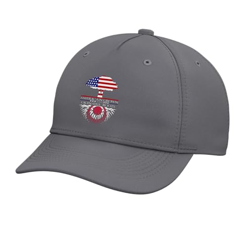 Okinawa Roots Japanese American Flag Adjustable Printed Baseball Hat, Slate Grey