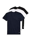 POLO RALPH LAUREN Men's Slim Fit Cotton V-Neck Tee Undershirt, Cruise Navy/White, White/Cruise Navy, Polo Black/White, XL (Pack of 3)