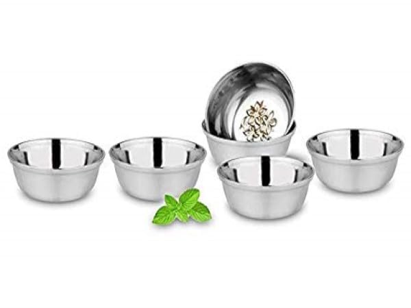 Image of RAGHAV Multipurpose Stainless Steel Kitchen Bowls Set of 6 for Serving, Cooking, Food Storage (Medium Size)