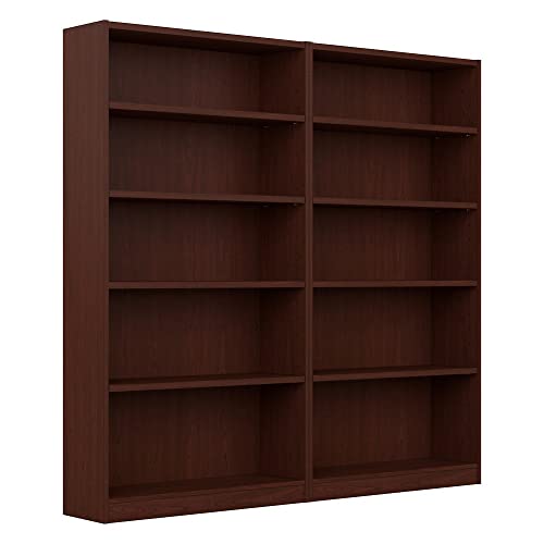 Bush UB003VC Universal 5 Shelf Bookcase, Vogue Cherry, Set of 2