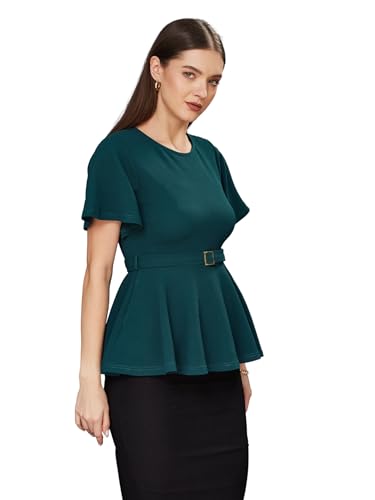 Image of Miss Chase Women's Round Neck Half Sleeves Cotton Lace and Pearl Detailing