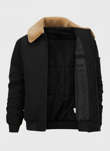 Image of GLASGO Men's Colorado Fleece-Lined Bomber Jacket || Winter Warm Stylish Casual Coat with Soft Collar & Zipper Closure