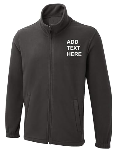 Personalised embroidered Custom Uneek Olympic full zip fleece text logo or text ux5 Jacket (L, CHARCOAL)