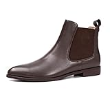 ONEENO Women's Pointed Toe Brown Leather Chelsea Boots...