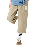 [KRIFF MAYER] クロップド パンツ シアサッカー ゆる キッズ ジュニア 子供服 男女兼用 140 ベージュ 140 ベージュ