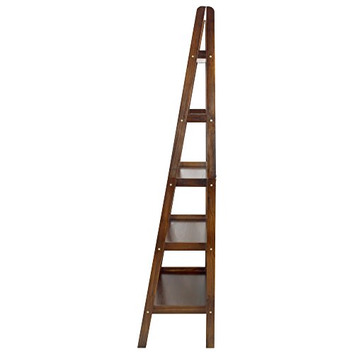 Image of Casual Home 176-54 5-Shelf Ladder Bookcase, Warm Brown