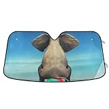 711 Parasol para ventana delantera, diseño de elefante en la playa, bloquea los rayos UV, parabrisas delantero, parasol universal para coche, para camiones, regalo, SUV, 70 x 140 cm