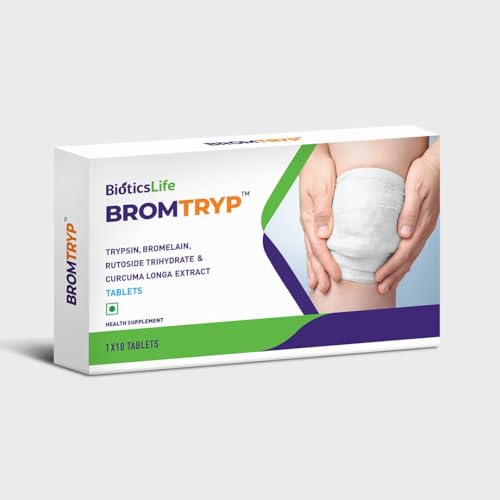 Bromtryp Tablets for Injury Recovery & Wound Healing | Oral Enzyme Therapy with Turmeric Curcumin | Natural Pain Relief & Inflammation Support - Nutritional Supplement, 30 Tablets