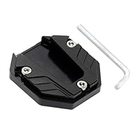 JNNJ Motorrad Ständerverlängerung, Motorrad Seitenständer Kickständer Seitenständervergrößerungsplatte CNC Aluminium Pad, Verschleißfest Motorradzubehör(Schwarz)