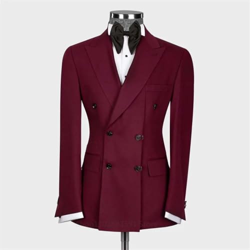 Men Double Breasted Blazer Slim Fit Peak Lapel Suit Jacket for Prom or Business Events4