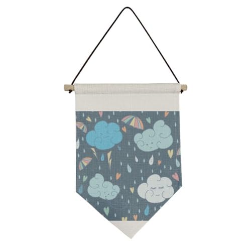 Drapeau en toile parapluie nuage pour habiller un mur blanc vide