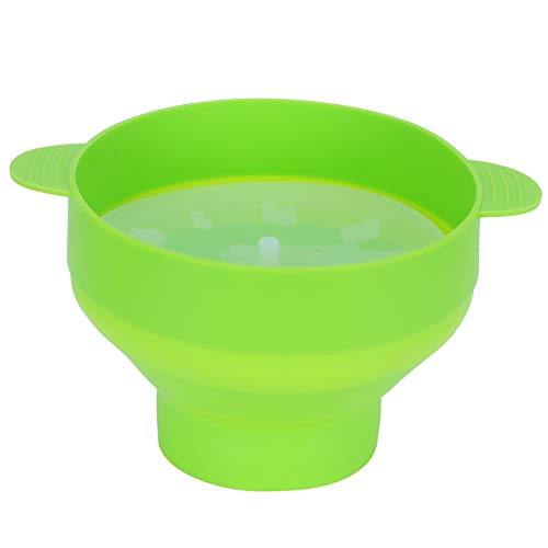 Bol de Palomitas Plegable de Silicona con Tapa y Asa, Resistente Alta Temperatura, Apto para Microondas y Lavavajillas - Material Seguro, Uso Repetido, Ideal para Cocina en Casa (Con asa - verde)