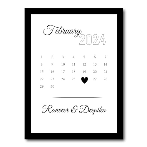 Image of JABSY Personalised Couple Framed Print for Living Room Bedroom Office Gift for Engagement Wedding Birthday Anniversary Love Speical Gift (Couple Calender)