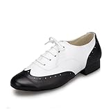 SWDZM Zapatos De Baile De Salón De Cuero Estándar De Los Hombres De La Práctica De Tacón Bajo,L147,Negro+Bianco,Ante,43 EU
