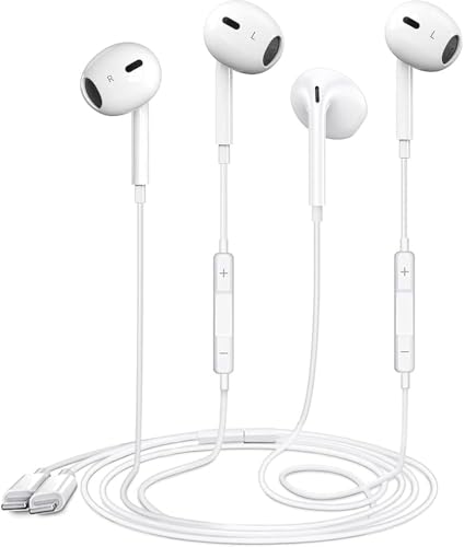 2 Packs for iPhone Headphones Wired Earbuds Earphones Built-in Microphone & Volume Control Noise Reduction Headsets for iPhone 14/13/12/11/XR/XS/X/8/7/SE/Pro/Pro Max, No Bluetooth Need, Plug and Play