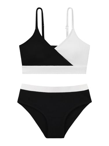 Image of Girl's 2 Piece Swimsuit Solid Spaghetti Strap Bikini Sets Beach Bathing Suit Swimwear for Teen Girls