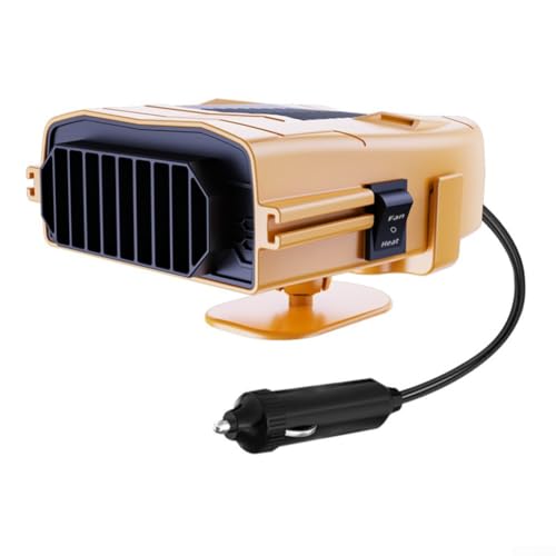 ZMdooreasy Calentador y ventilador automotriz de 12 V con soporte ajustable de 360 grados para desempañar el parabrisas, desempañar y enfriar, adecuado para uso en el salpicadero del vehículo