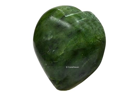 Image of Crystal Heaven Certified Green Jade Heart Palm Pebbles Stones For Anxiety Stress Relief Massage - Aaa Grade Original Healing Gemstone Agate Heart Palm Stone For Yoga Meditation Spiritual