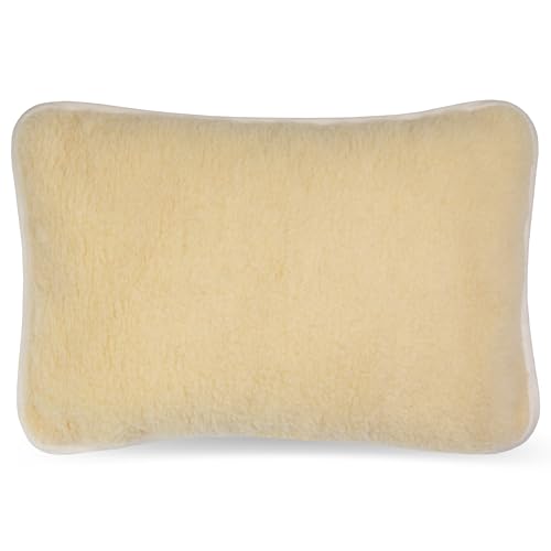 PinkZebra Funda de Almohada de 100% Lana Virgen, 40 x 60 cm, cálida Funda de Almohada de Lana Merino, Funda de Almohada Suave con Cremallera, Color Crudo