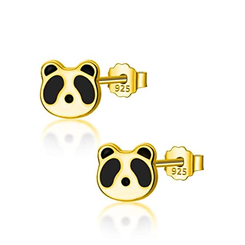 Boucles d'oreilles panda en argent pour fille et femme au style minimaliste