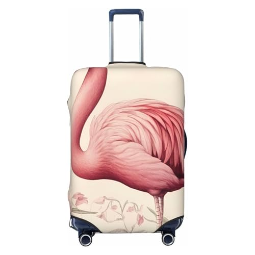 Flamingo And Leaves Elastic Travel Luggage Cover, Washable Spandex Suitcase Protector, Anti-Scratch Fits 18-32 Inch