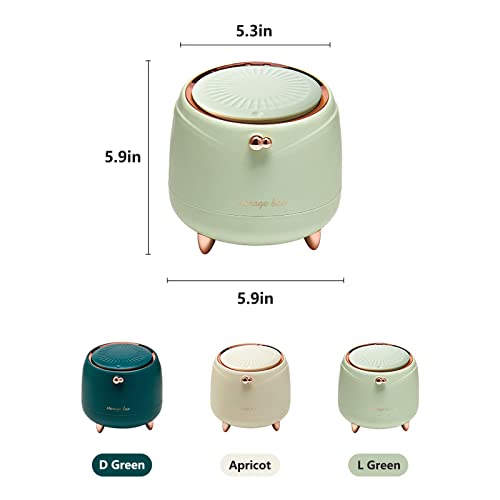 Image of Cute Mini Trash Can with Lid Small Desktop Office Garbage Can for Bathroom Vanity, Desktop, Office or Coffee Table (Light Green)